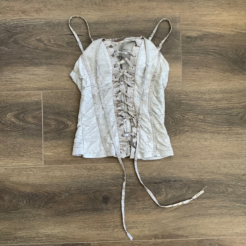 vintage grey corset top with padding sewn in!